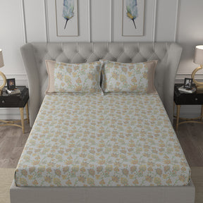 Hermosa Exotic Bouquet Cordelia Orange Bed Sheet with Pillow Case