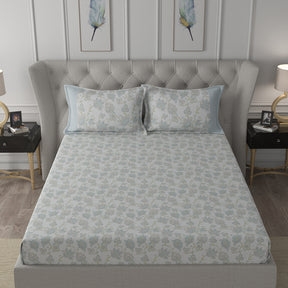 Hermosa Exotic Bouquet Cordelia Blue Bed Sheet with Pillow Case