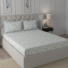 Hermosa Exotic Bouquet Cordelia Blue Bed Sheet with Pillow Case