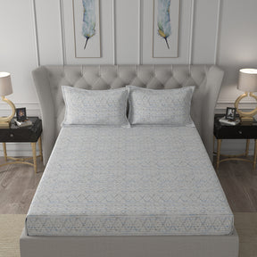 Hermosa Exotic Bouquet Atzi Blue Bed Sheet with Pillow Case