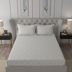 Hermosa Exotic Bouquet Kallie Neutral Bed Sheet with Pillow Case