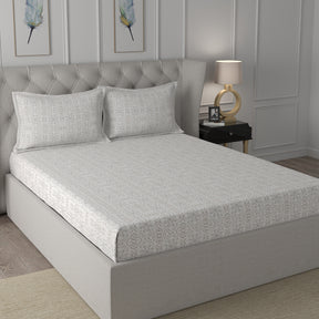 Hermosa Exotic Bouquet Kallie Neutral Bed Sheet with Pillow Case