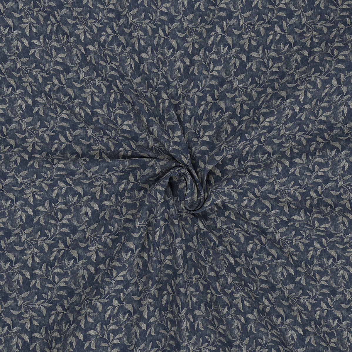 Backyard Patio Rustic Leaf Printed 100%Cotton Blue Bed Sheet with Pillow Covers