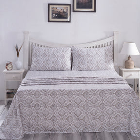 PBS Nomad Scuplt Harold Printed 100% Cotton Neutral Soft Bed Sheet