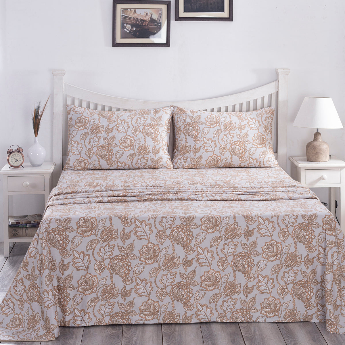PBS Nomad Scuplt Orlean Printed 100% Cotton Neutral Soft Bed Sheet