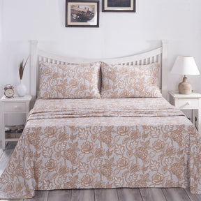 PBS Nomad Scuplt Orlean Printed 100% Cotton Neutral Soft Bed Sheet