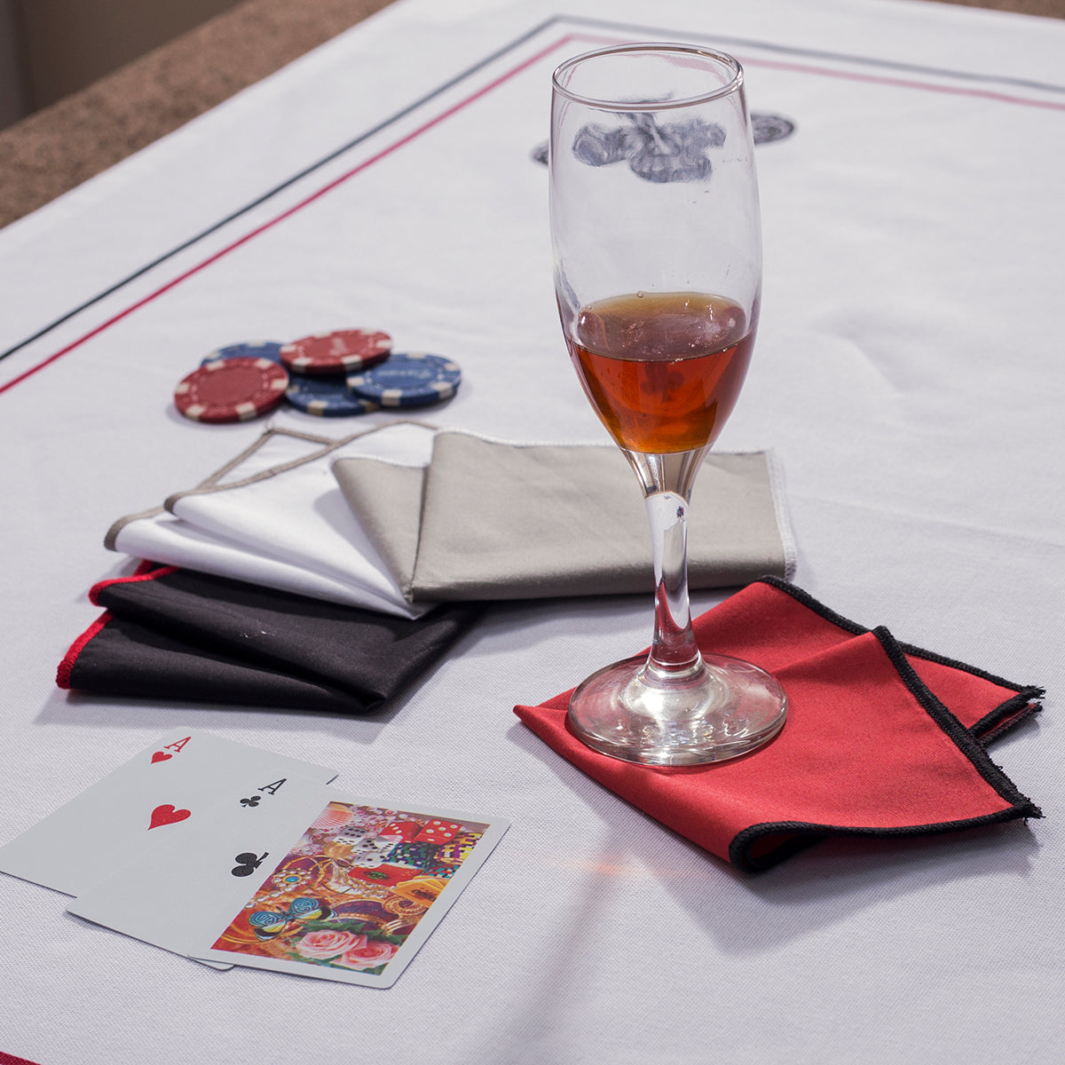 Four Suits Printed 4 Pc Cocktail Napkin Set