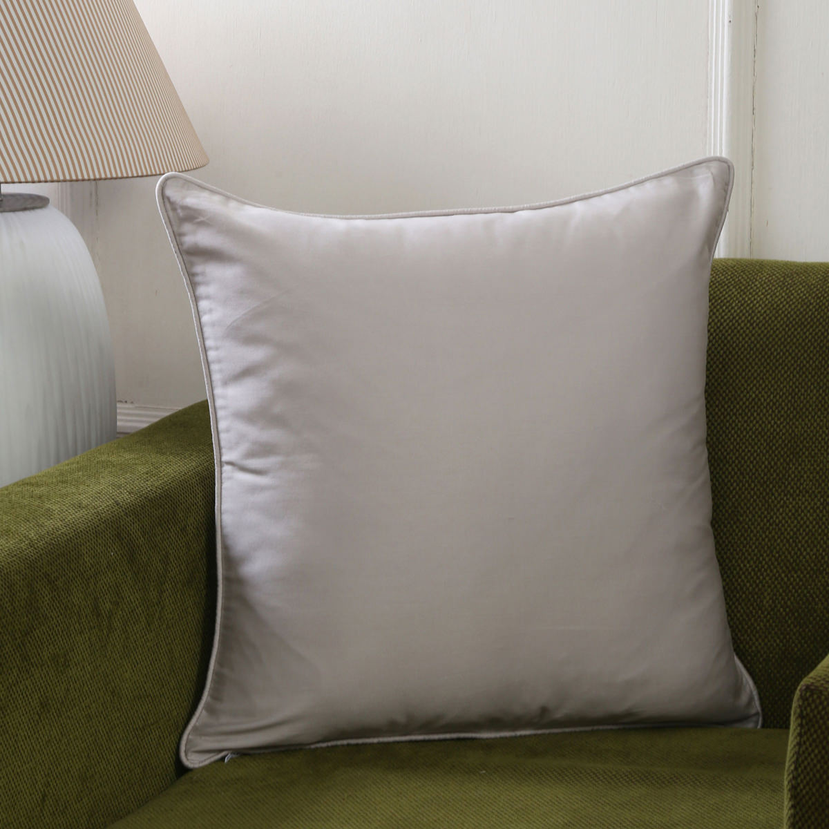 Lux Satin Grey Medium 40x40 Cm Solid Cushion Cover