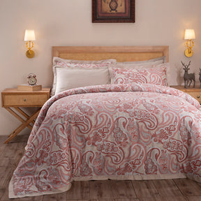 Exotic Heritage Modern Paisely Printed 100% Cotton Super Soft Red Duvet Cover with Pillow Case