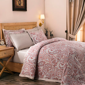 Exotic Heritage Modern Paisely Printed 100% Cotton Super Soft Red Duvet Cover with Pillow Case