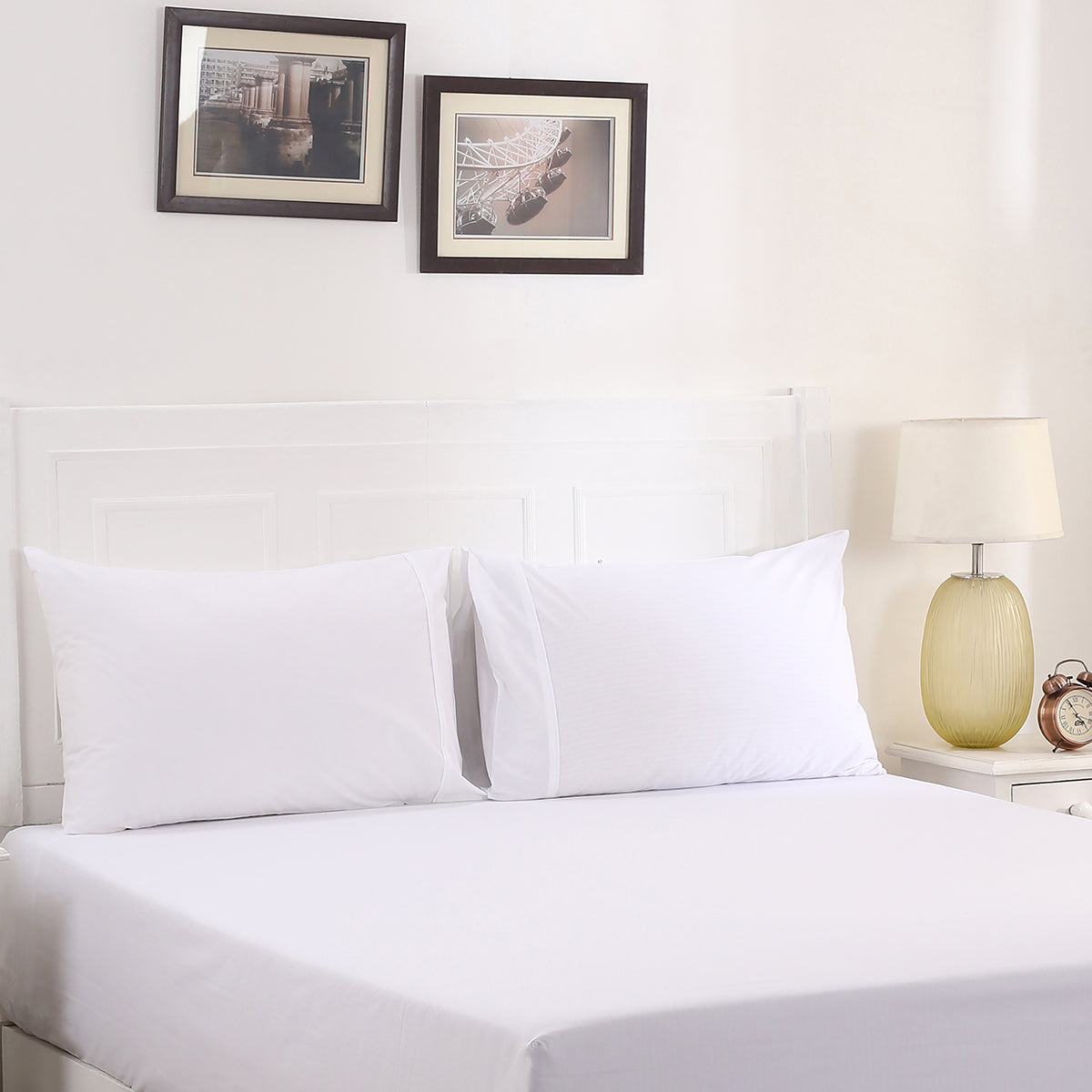 Slumber Plain Easy Care Percale 100% Cotton White Fitted Sheet