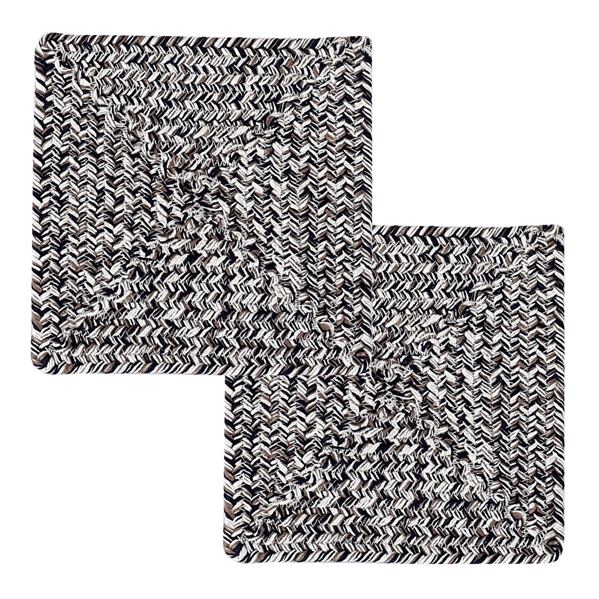 Braided Square Hand Made 100% Cotton Grey 2PC Hot Pad Set