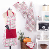 Textured Check Red/Green 5 Pc Kitchen Set