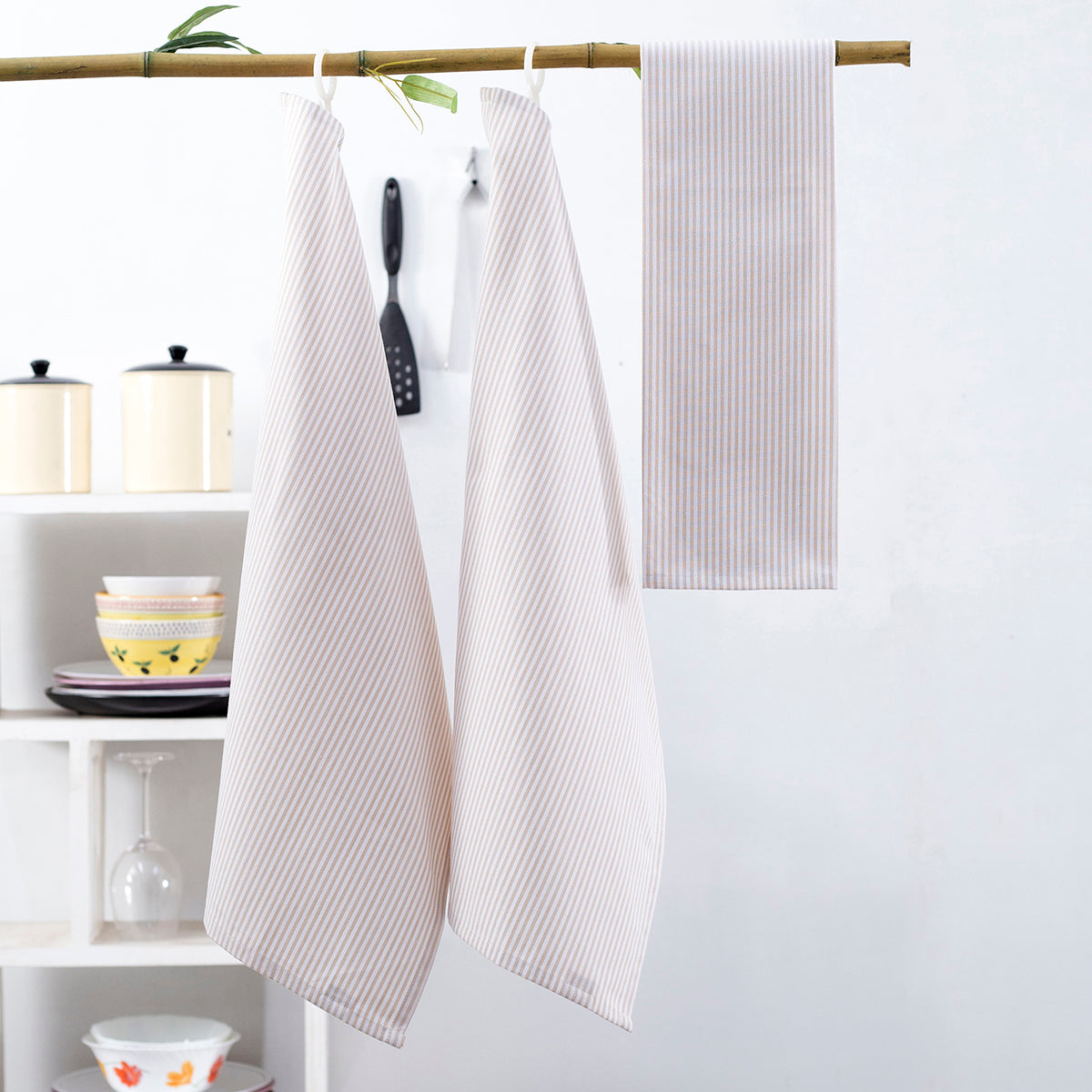 Ticking Stripe Beige 3 Pc Towel