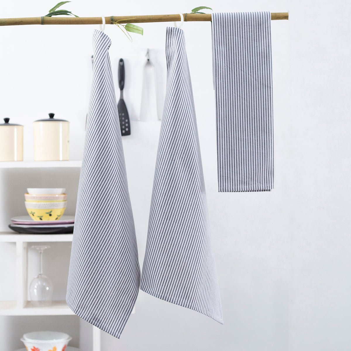 Ticking Stripe Black/White 3 Pc Towel