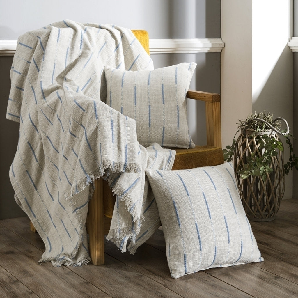 Slubloop 100% Cotton Solid Woven Super Soft Blue Multi Cover Set/Sofa/Multi Cover/Single Bed Cover