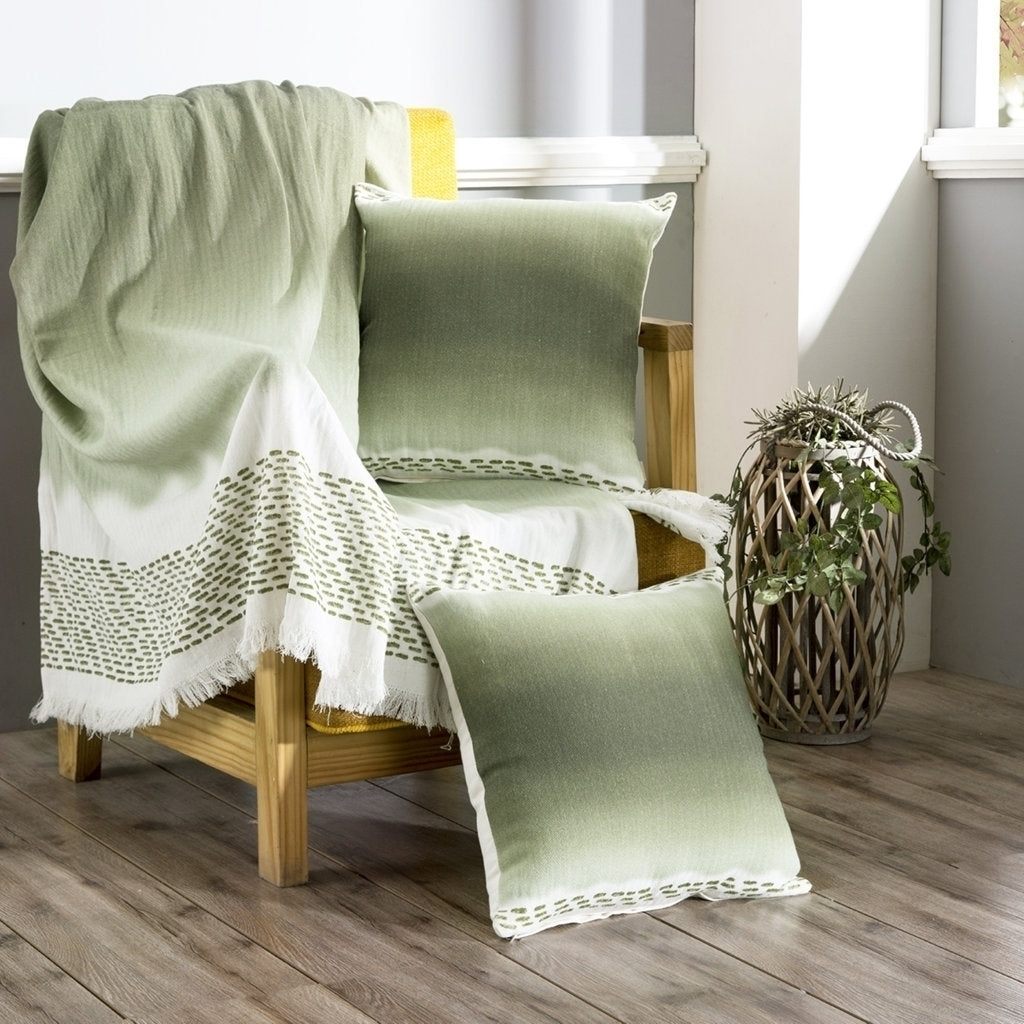 Ombre Hypen 100% Cotton Solid Woven Super Soft Green Multi Cover Set/Sofa/Multi Cover/Single Bed Cover