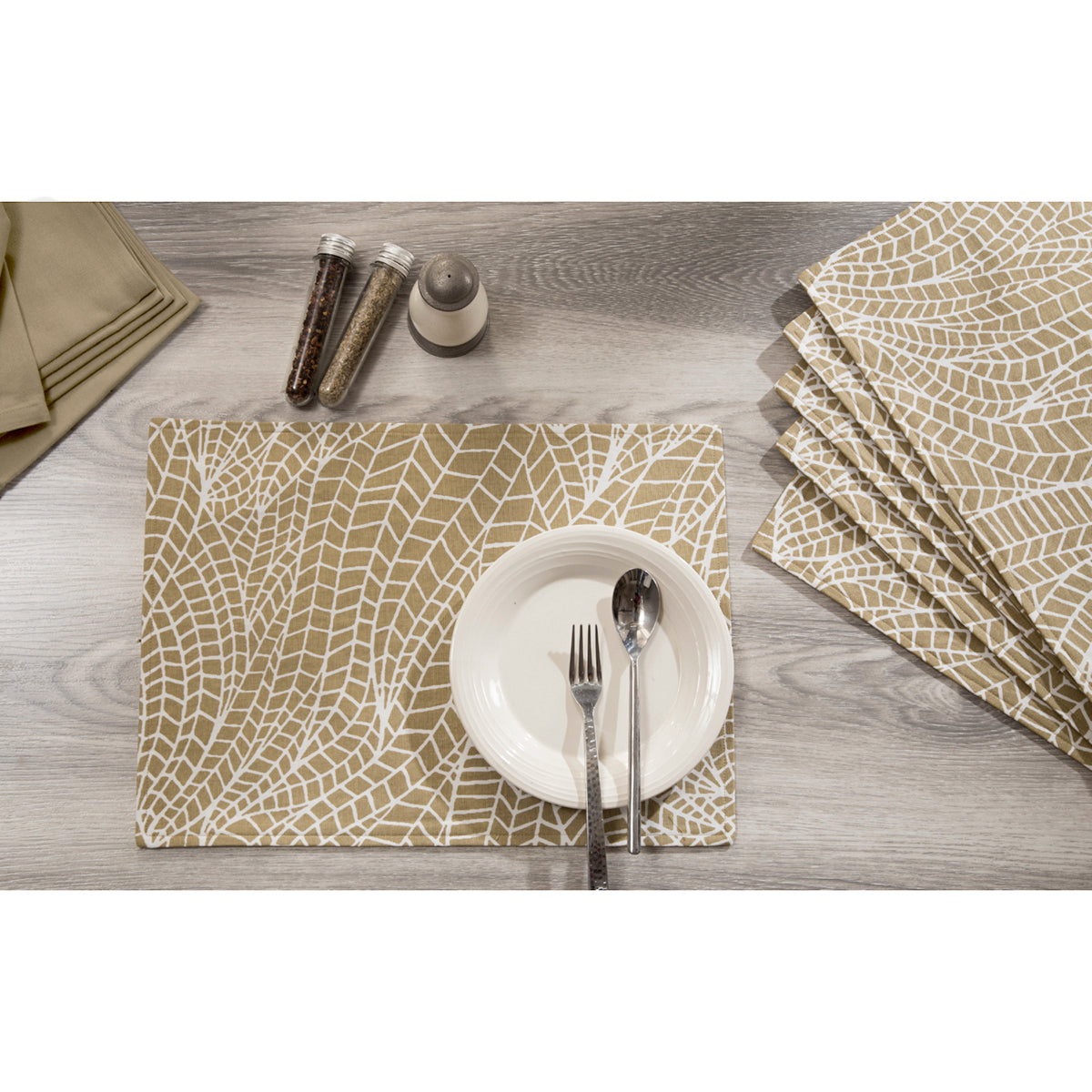 Urbaneer Margot Printed Green 12PC Napkin Placemat Set