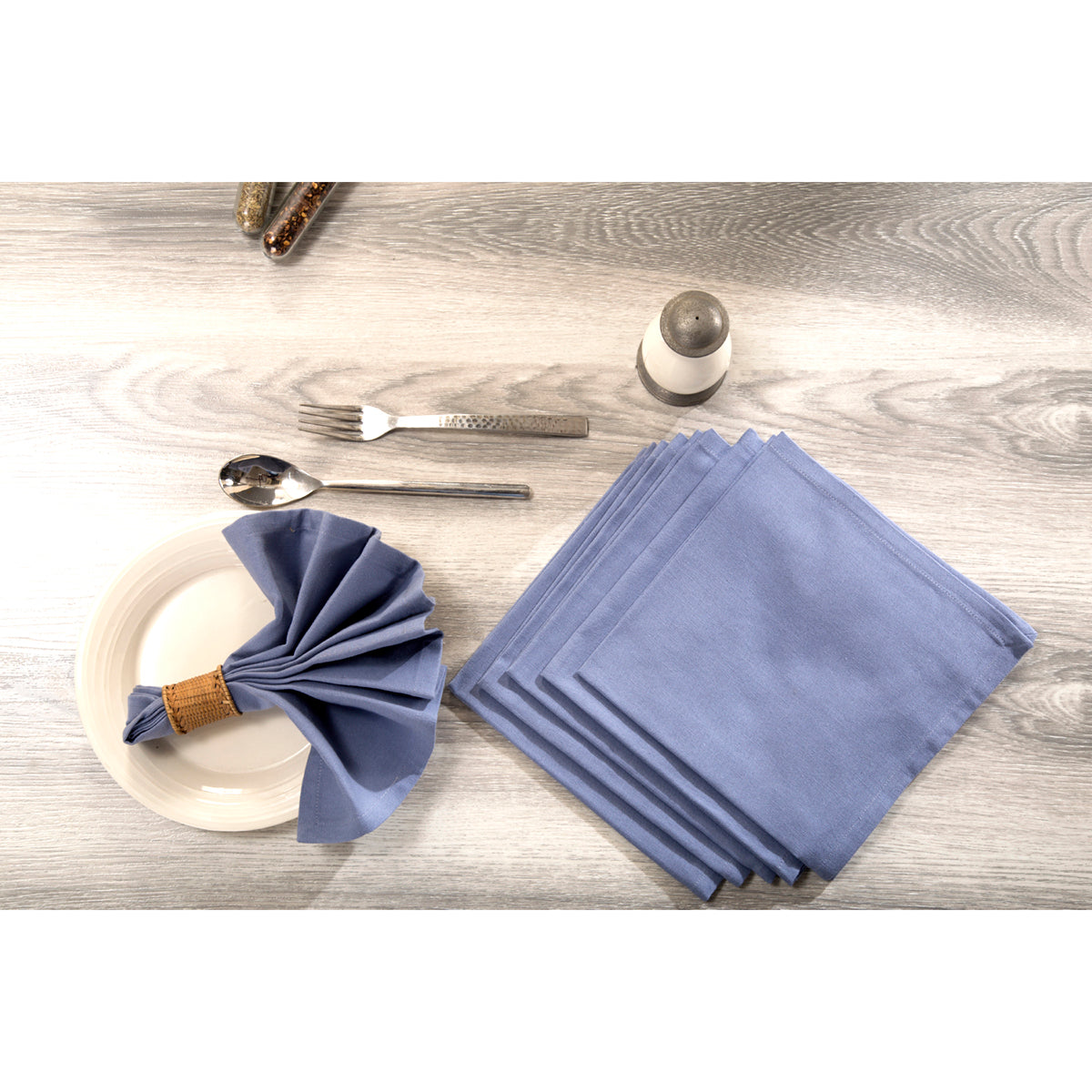 Urbaneer Dylan Solid Blue 6PC Napkin Set