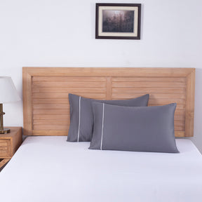 Viola Solid 2PC Pillow Case Set Smoked Grey