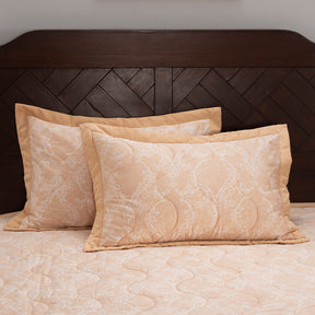 Nostalgic Attire Classic Cambric Peach 2PC Quilted Pillow Shams Set