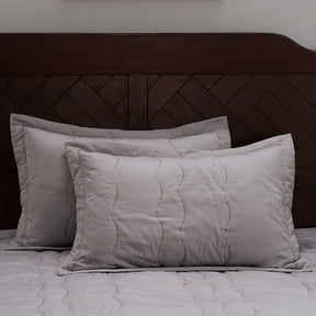 Nostalgic Attire Eiderdown Grey 2PC Quilted Pillow Shams Set