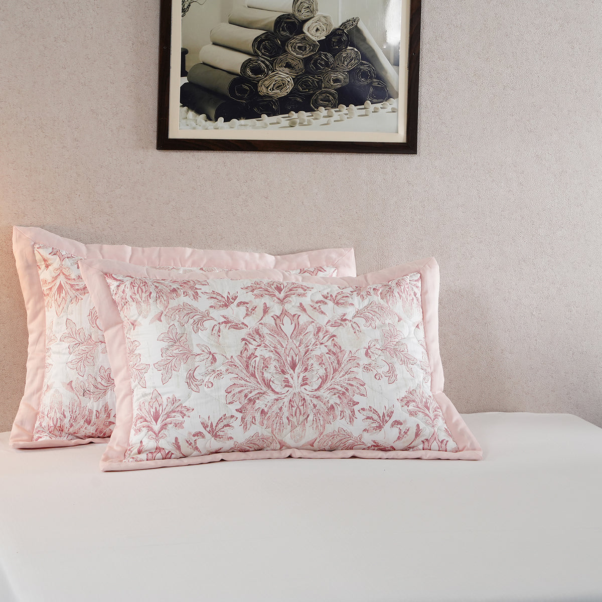 Tranquil Essence Napery Classic Quilted Peach 2 PC Pillow Sham Set