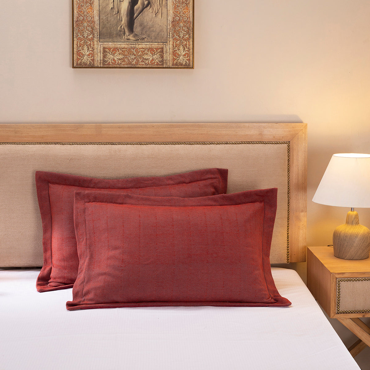 Nouveau Tradition Zigwine Red Pillow Sham Set