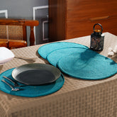 Dazzle Vivien Braided Peacock 4PC Placemat Set With Box Packaging