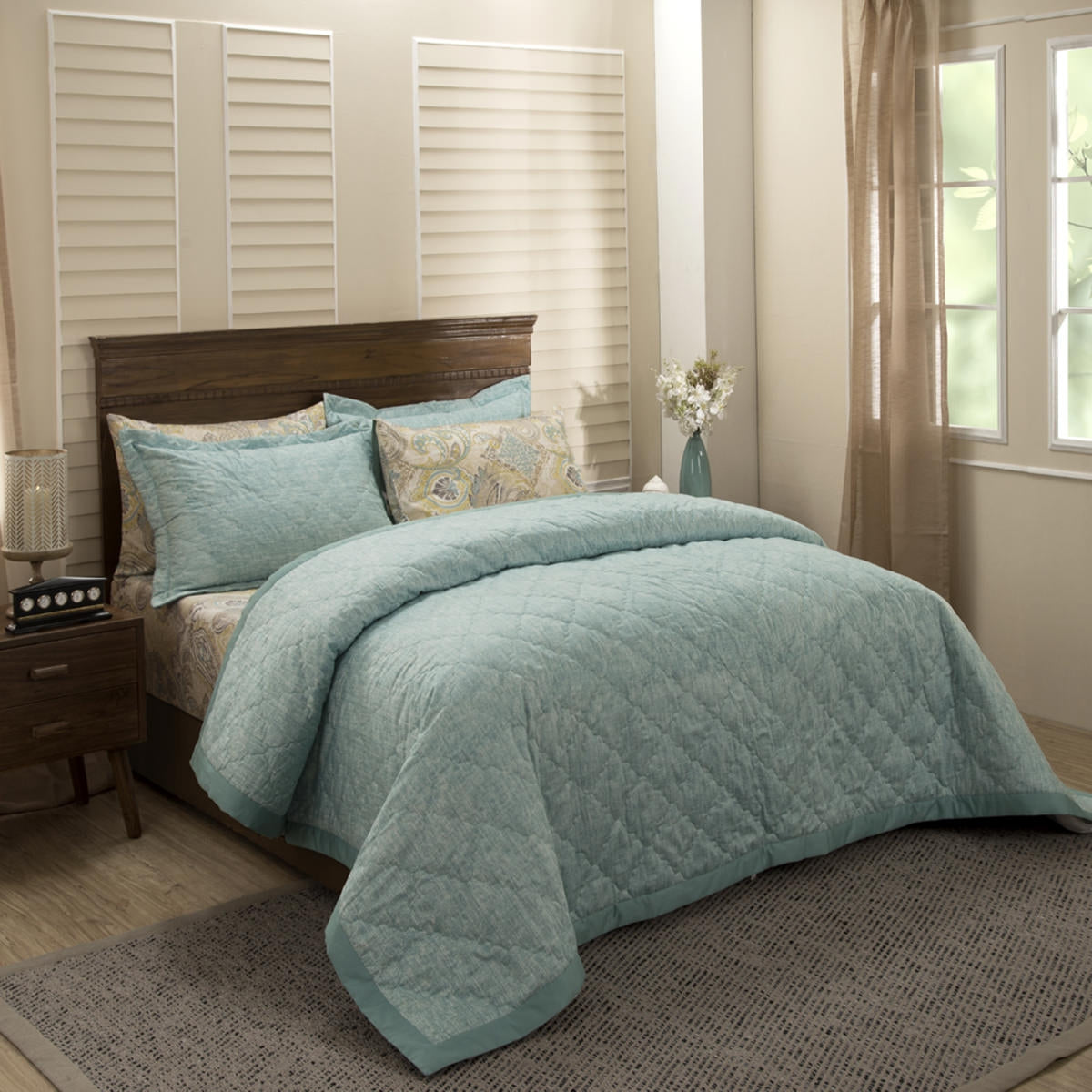 Classical Fusion Barre Summer AC Quilt/Quilted Bed Cover/Comforter Turquoise