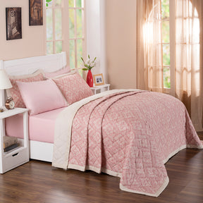 Folklore Transition Diamond Festivity Summer AC Quilt/Quilted Bed Cover/Comforter Peach