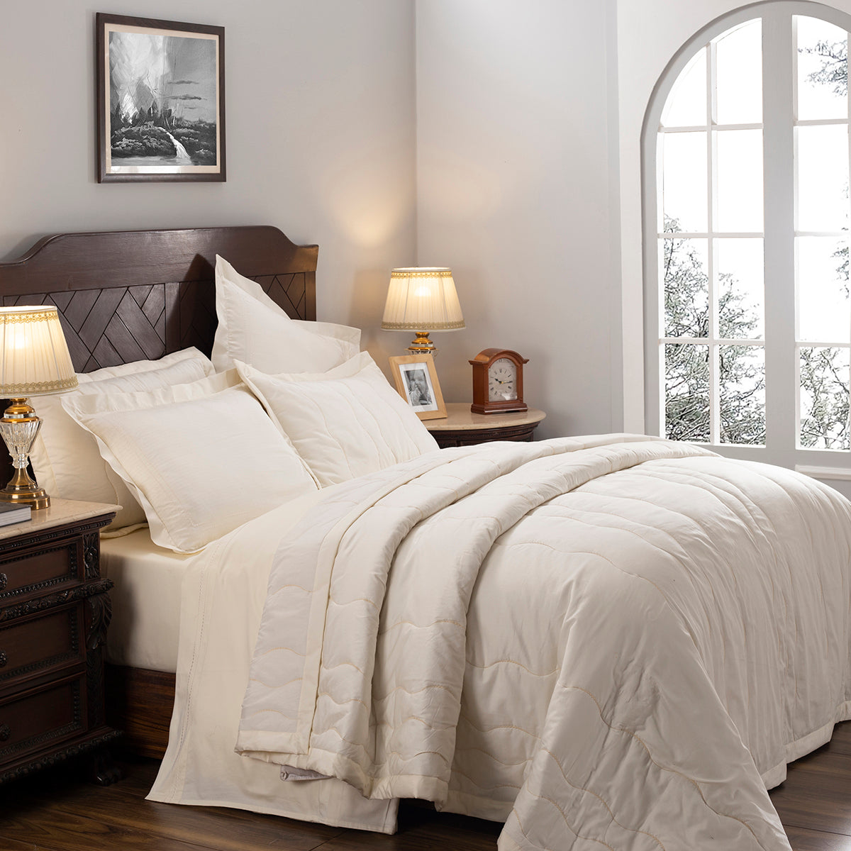 Nostalgic Attire Eiderdown Beige Summer AC Quilt/Quilted Bed Cover/Comforter