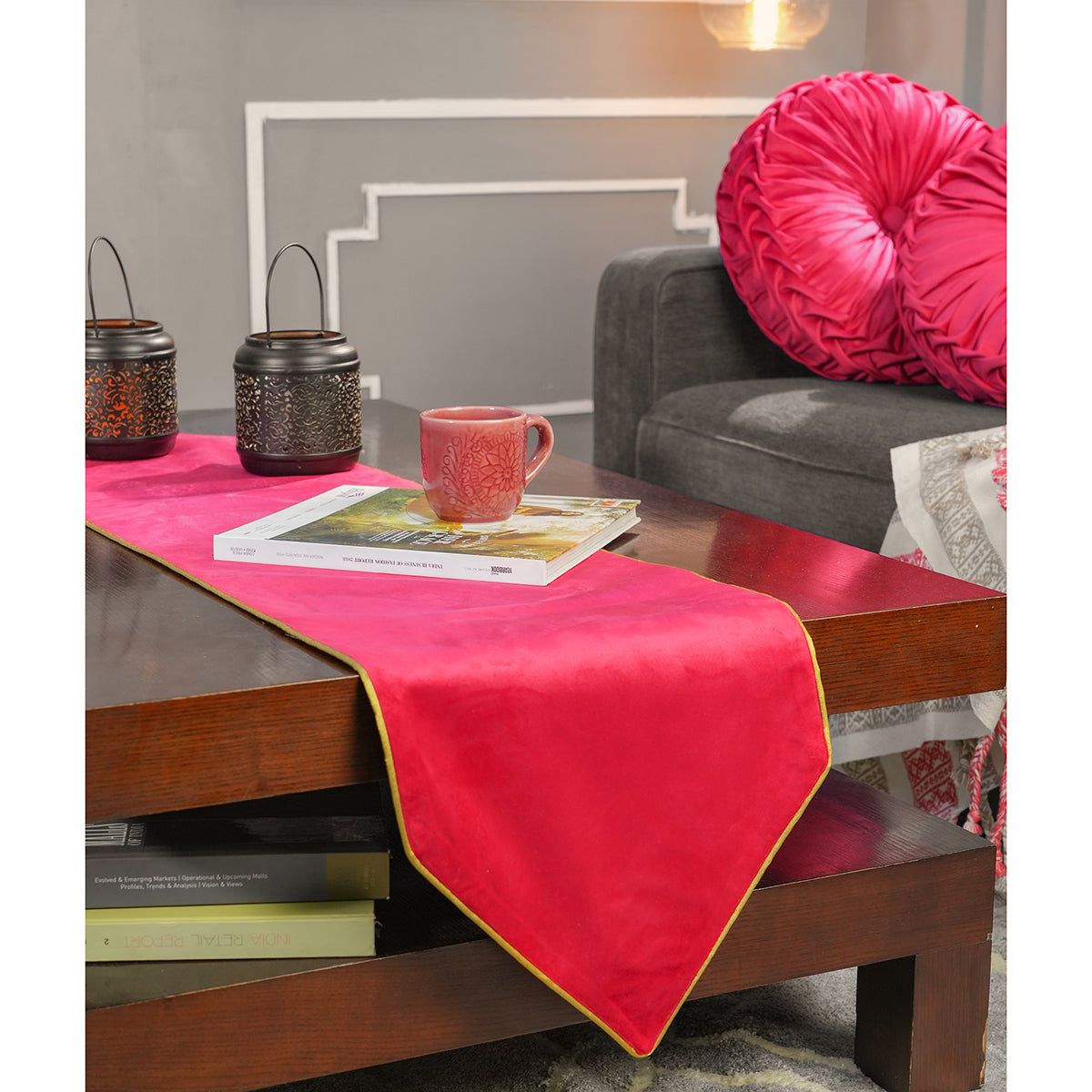 Dazzle Celeste Solid Peony Pink 1PC Runner With Box Packaging