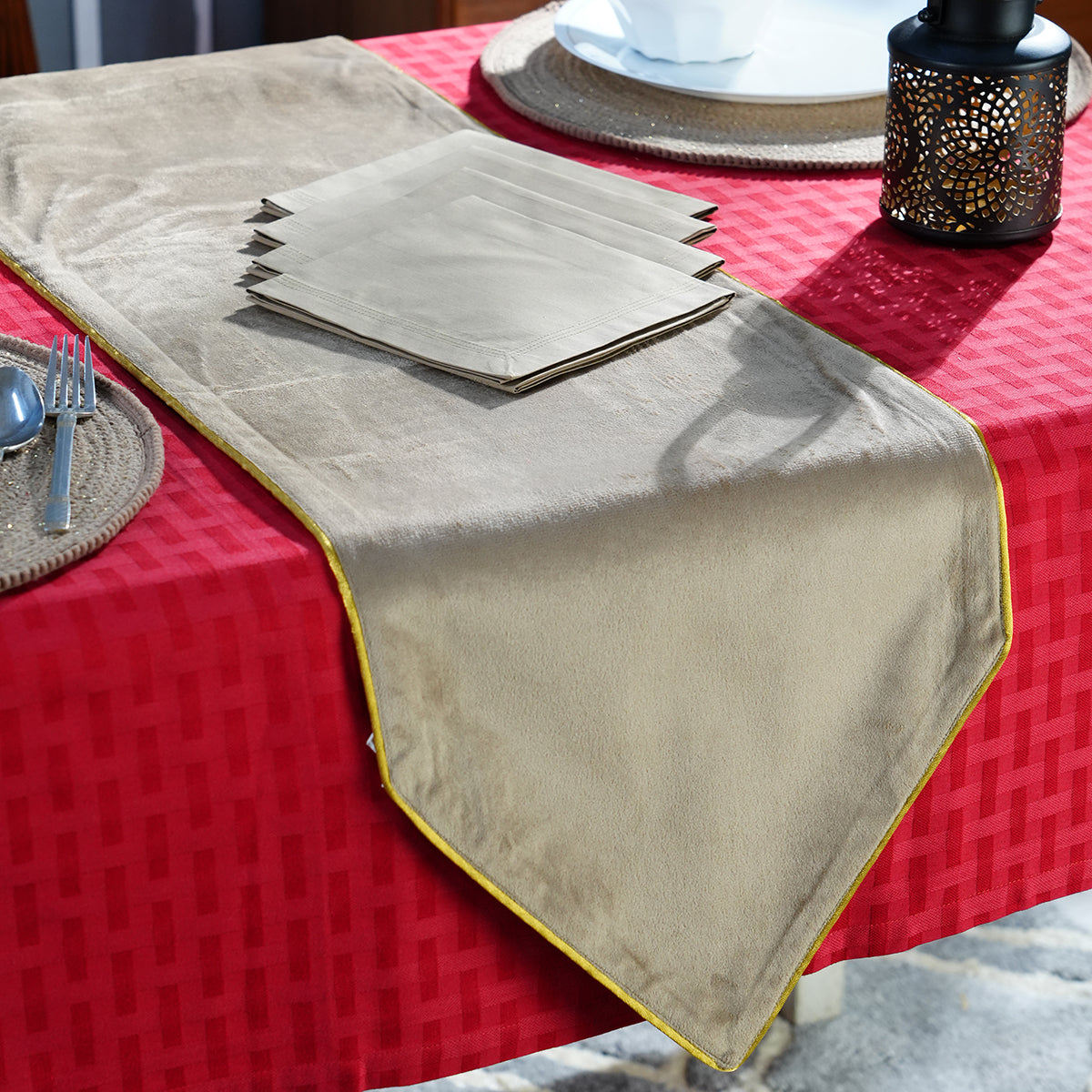 Dazzle Valentino Solid Parchment 5PC Table Set With Box Packaging