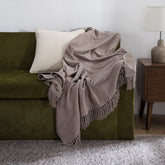 Jessica 100% Cotton Solid Woven Super Soft Simply Taupe Throw/Sofa/Multi Cover/Single Bed Cover