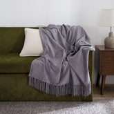 Jessica 100% Cotton Solid Woven Super Soft Wild Dove Throw/Sofa/Multi Cover/Single Bed Cover