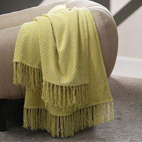 Blaize 100% Cotton Solid Weave Yellow Throw/Sofa/Multi Cover/Single Bed Cover