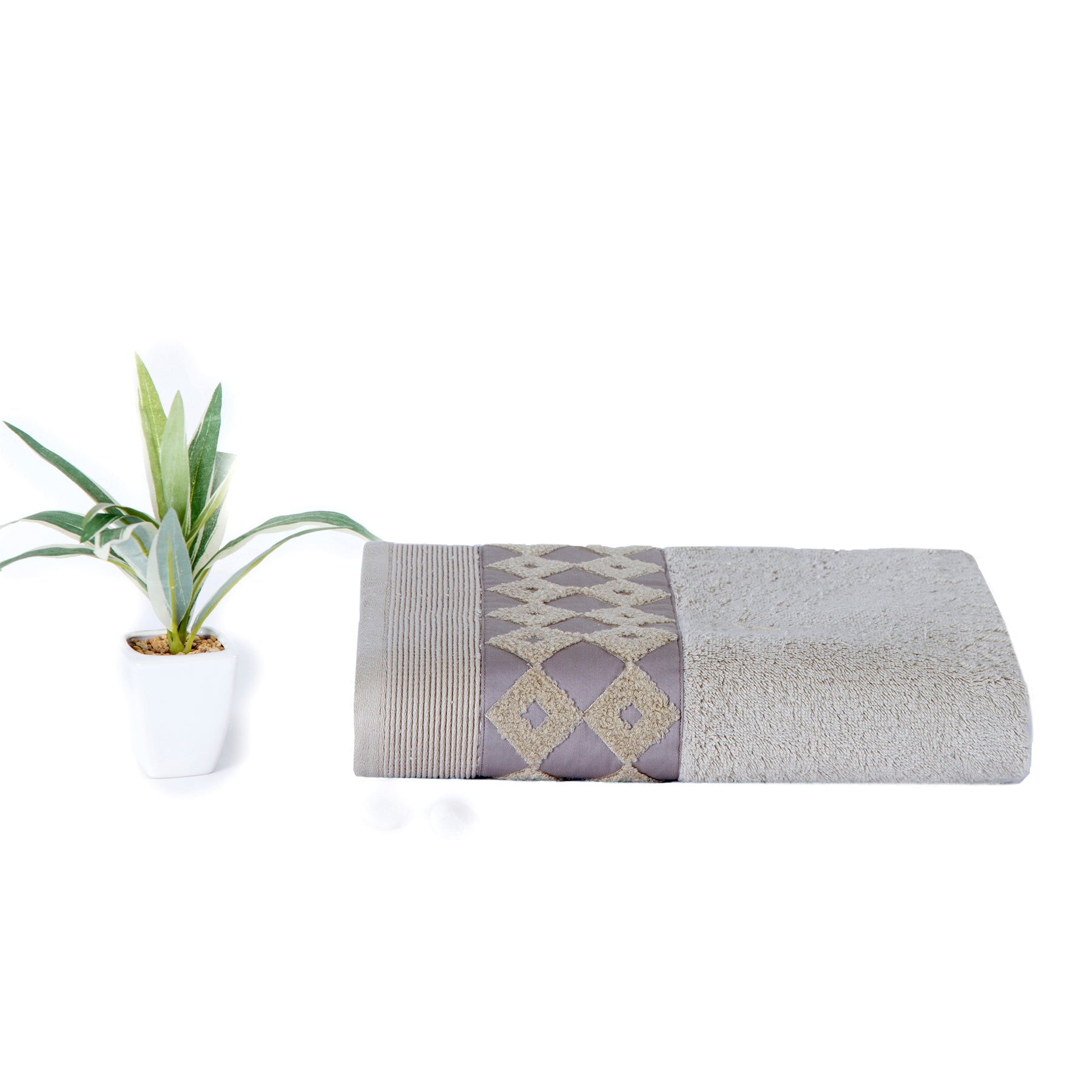 Fretwork Parquet Antimicrobial Antifungal Super Absorbent &amp; Soft Beige Towel