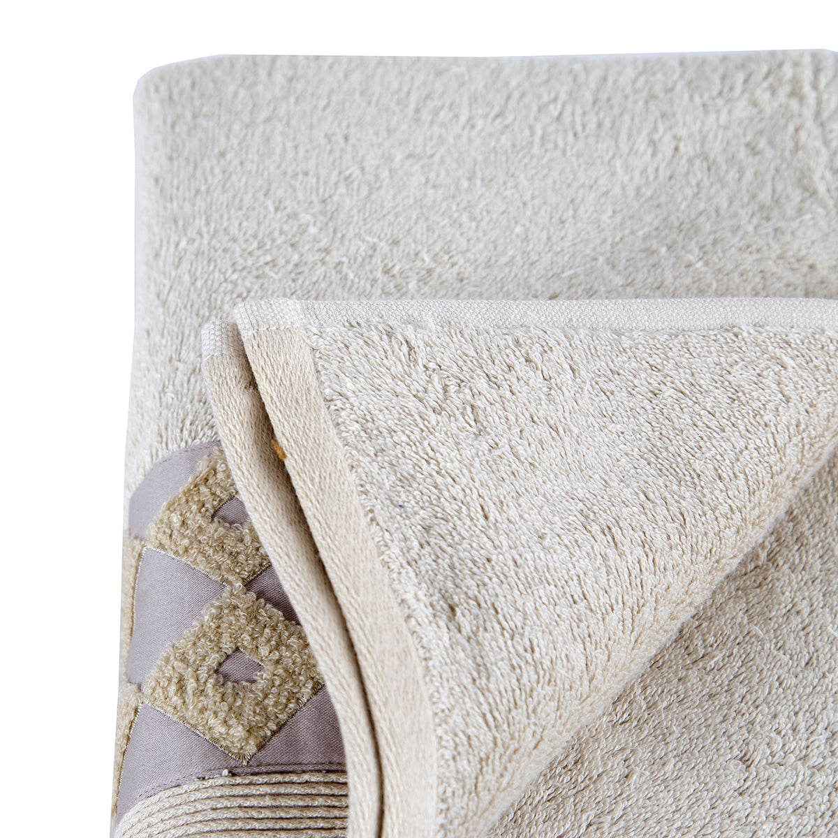 Fretwork Parquet Antimicrobial Antifungal Super Absorbent &amp; Soft Beige Towel