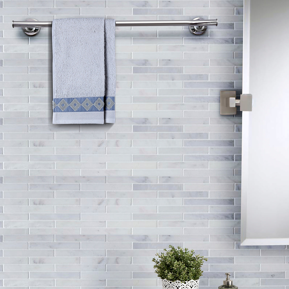 Fretwork Parquet Antimicrobial Antifungal Super Absorbent & Soft Blue Towel Set