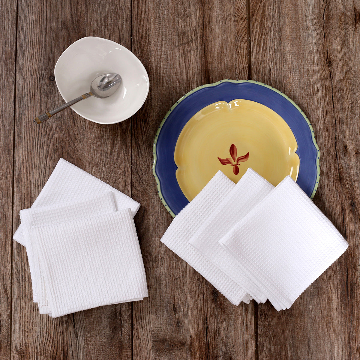 Solid Waffle Super Absorbent Quick Dry Powder Room White Towel Set