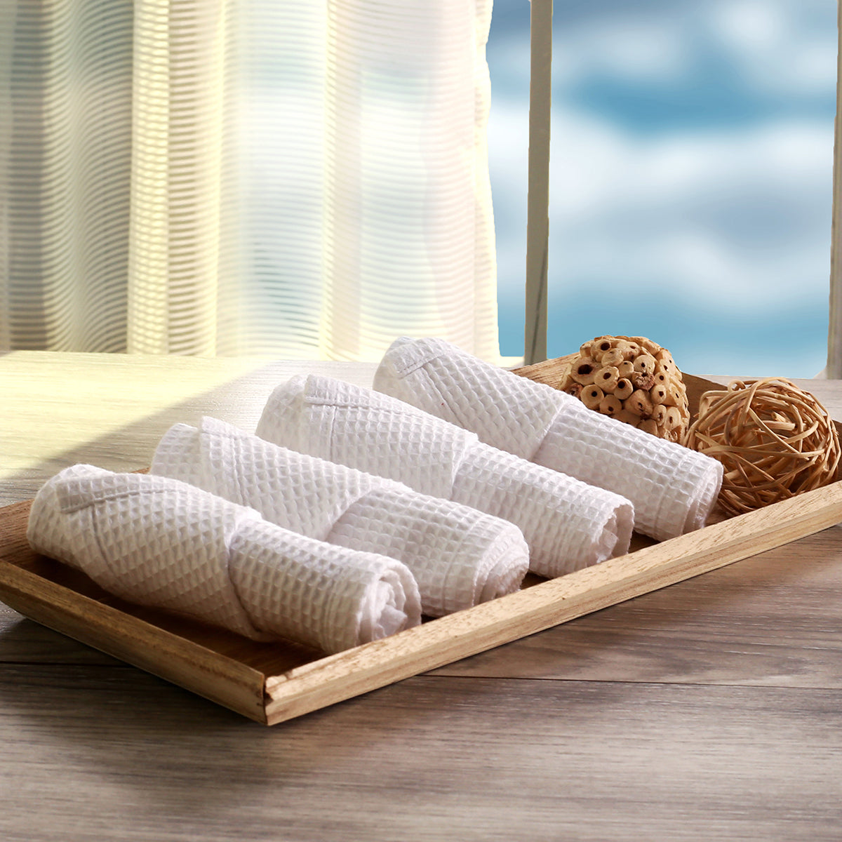 Solid Waffle Super Absorbent Quick Dry Powder Room White Towel Set